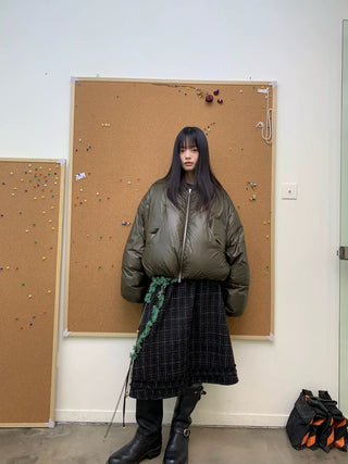 [NEVERSEEZ] Cropped Puffer Down Jacket