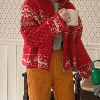 Snowflake Knit Zip-Up