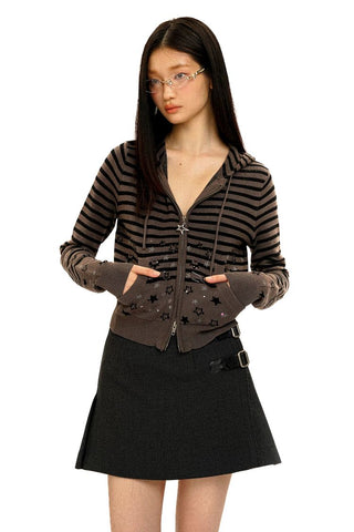 [Moromoro2] Star Striped Rhinestone Knit  Top
