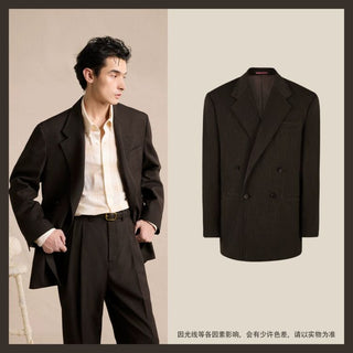 [CULTUM] Wool Blend Double Breasted Relaxed Blazer