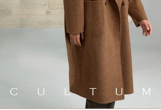 [CULTUM] Shawl Collar Belted Long Wool Coat