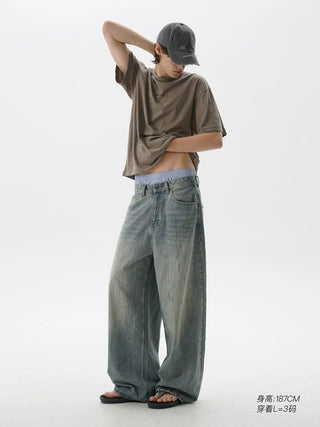 [MASONPRINCE] Washed Denim Wide Leg Pants