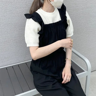 Puff-sleeve round knit