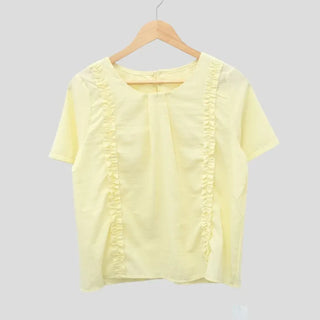Frill-lined round neck blouse