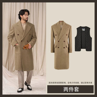 [CULTUM] Heavyweight Wool Herringbone Polo Coat