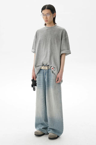 [MASONPRINCE] Distressed Double Collar Oversized Tee