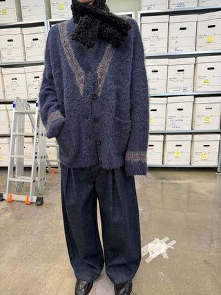 [NeverSeez] Two-Tone Jacquard Knit Cardigan