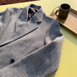 Slow Herringbone Wool Coat