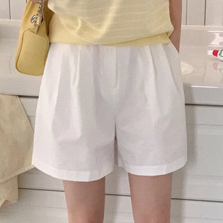 High-waisted pintuck shorts
