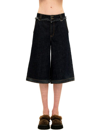 [Moromoro2] Frayed Waistband Wide Leg Jeans