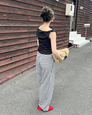 Asymmetrical Boat Neck Sleeveless T-Shirt