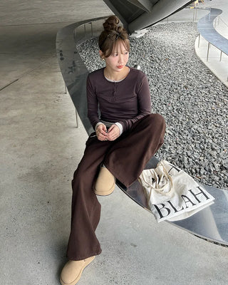 Cotton pintuck wide-leg pants