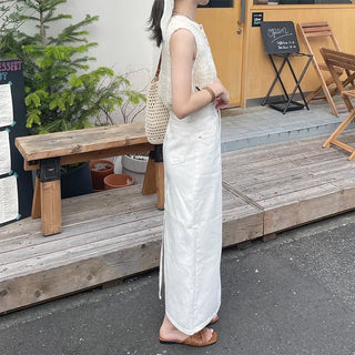 Cotton straight long skirt