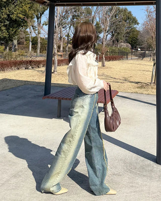 Frilled ribbon blouse