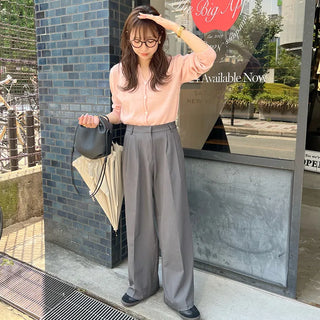 Linen blend round neck cardigan