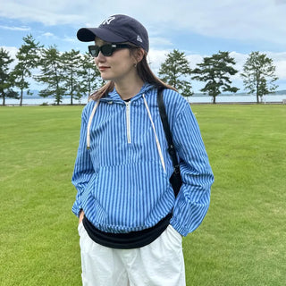 Striped Anorak Hooded Mountain Parka
