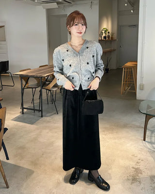 Velvet long skirt