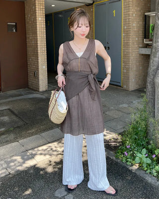 Scarf set sheer layered dress