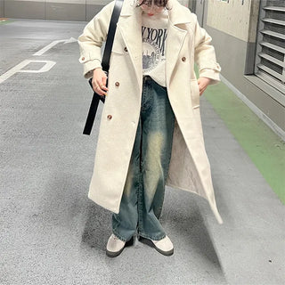 Washed wide denim pants