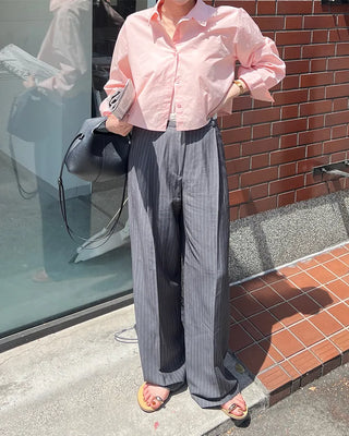 Straight-fit striped West Point slacks
