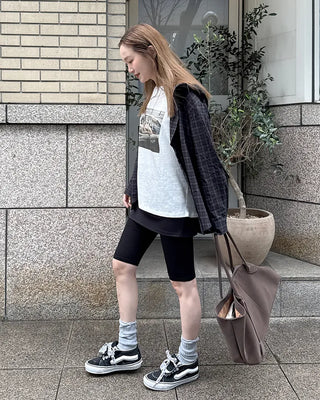 Mini skirt layered capri pants