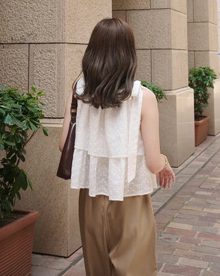 (ORIGINAL) Eyelet Tiered Ribbon Sleeveless Dress