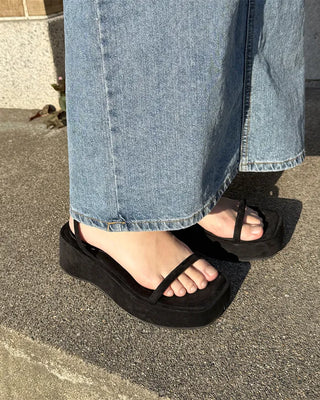Slim strap wedge sole sandals