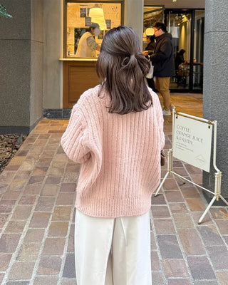 Ribbed Collar Pocket Cardigan