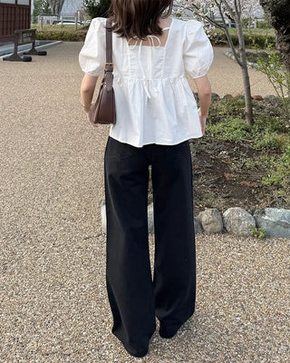 Heart-patterned denim pants