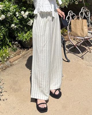 Striped Wide Wrinkle Easy Pants