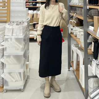 Ribbed Asymmetrical Neck Knit