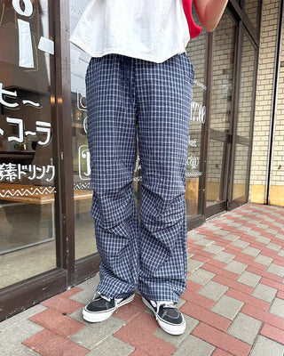 Checked Parachute Banding Pants