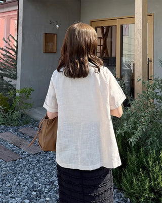 Linen Overfit Short-Sleeve Jacket