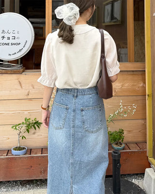 Pintuck ruffle bow tie blouse