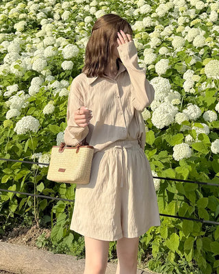 Linen shirt and shorts set