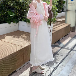 Halter neck fringe long dress