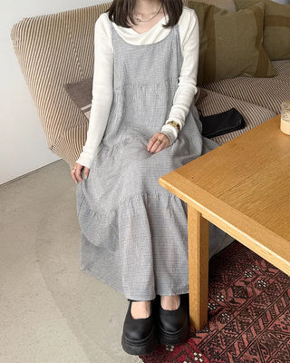 Checked Camisole Long Dress