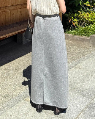 Simple elastic waist sweat maxi skirt