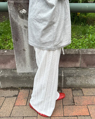 Waist String Sheer Lace Easy Pants