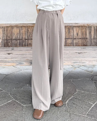 Belted wide-leg pants