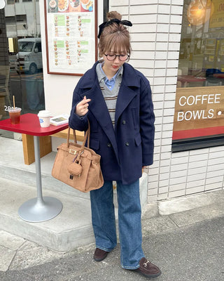 Double-breasted quilted coat