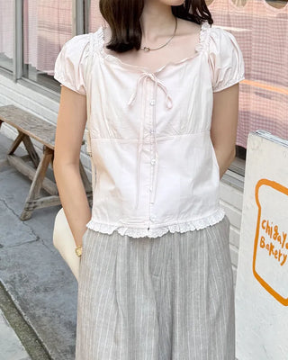 Heart Button Frill Blouse