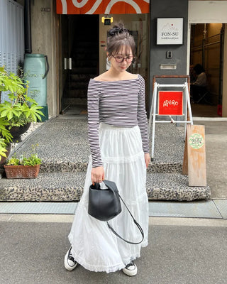 Tassel tiered long skirt