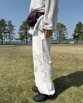 Center seam nylon parachute pants