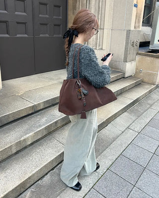 Suede Big Shoulder Tote Bag