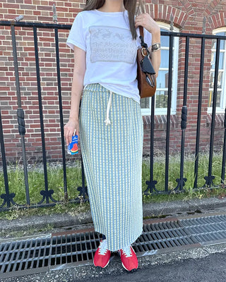 Washed stripe maxi skirt