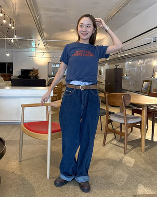 Wide-fit low-rise denim pants