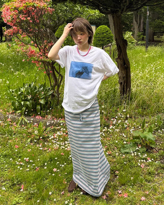 Multi-striped long skirt