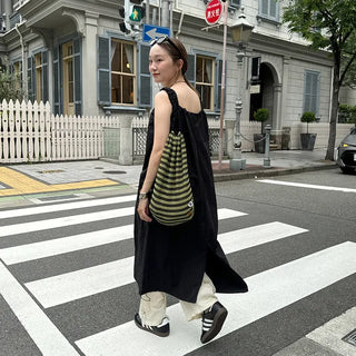 Bag set shirred nylon dress