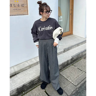 Striped wide slacks
